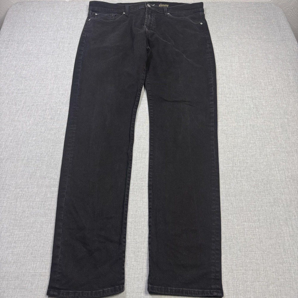 7 For All Mankind Jeans‎ Mens 38x35 Skinny Slim Black Slimmy Stretch Pockets